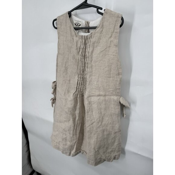 The Oaks Apparel Cotton Linen Blend Mini Dress Kids 7 Beige Lagenlook Minimalist - Picture 5 of 8